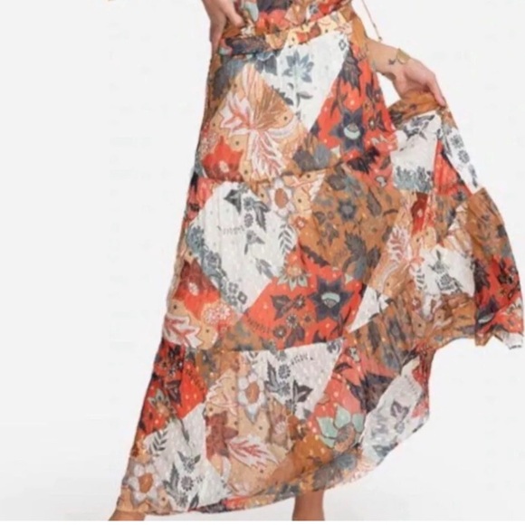 Johnny Was Stephanie Womens Skirt M Floral Metallic Print Maxi Long $275 Boho - Picture 2 of 14